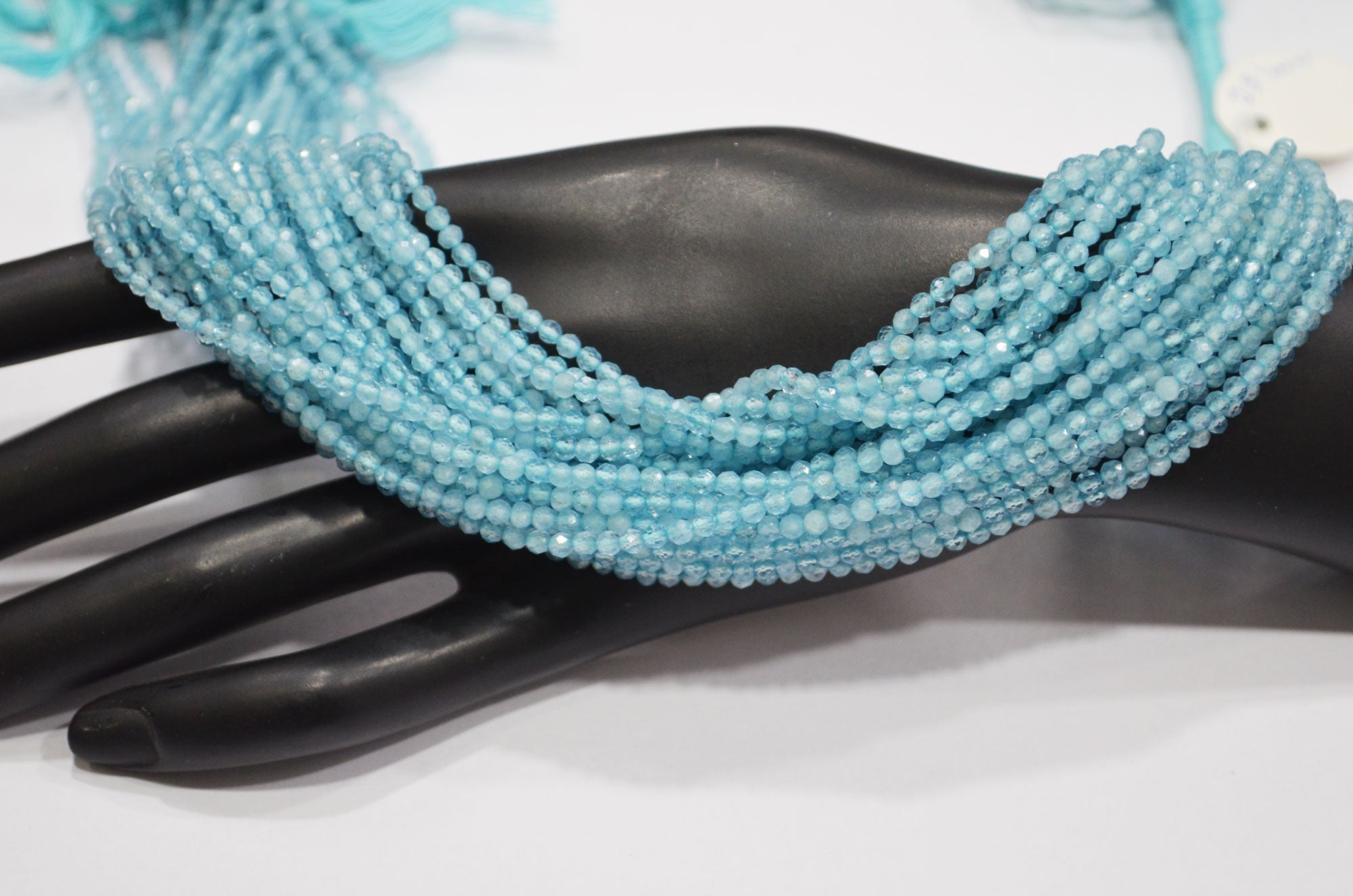 Natural Aquamarine Round Shape Beads , Aquamarine Faceted Round Shape Beads , Sold By Strand , 13 Inches , 3 mm , 19444