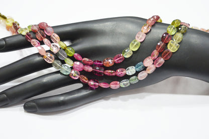 Natural Multi Tourmaline Fancy Shape Beads , Multi Tourmaline Faceted Beads , 15 Inches , 6x8 - 7x9 mm , 19451A