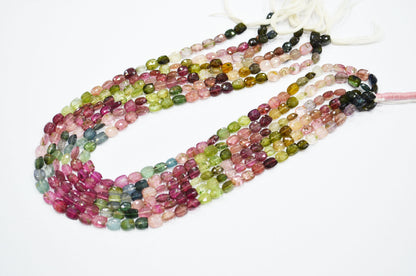 Natural Multi Tourmaline Fancy Shape Beads , Multi Tourmaline Faceted Beads , Sold By Strand , 15 Inches , 5x6 - 8x10 mm , 19452