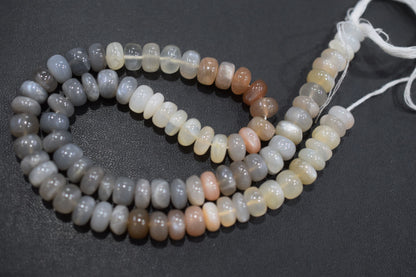 Natural Multi Moonstone Rondelle Shape Beads , Sold By Strand , 8.50 mm , 16'', 19569