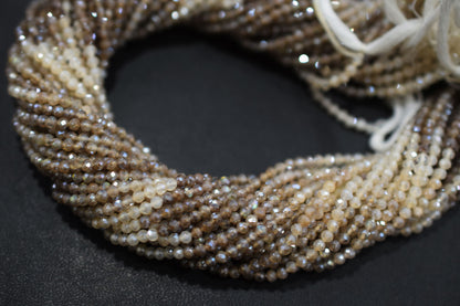 Shaded White and Chocolate Moonstone Rondelle Beads , Sold By Strand ,  2.25 - 2.75 mm , 13" , 19585
