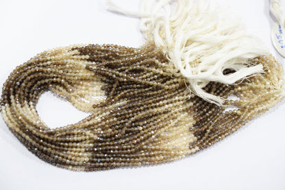 Shaded White and Chocolate Moonstone Rondelle Beads , Sold By Strand ,  2.25 - 2.75 mm , 13" , 19585