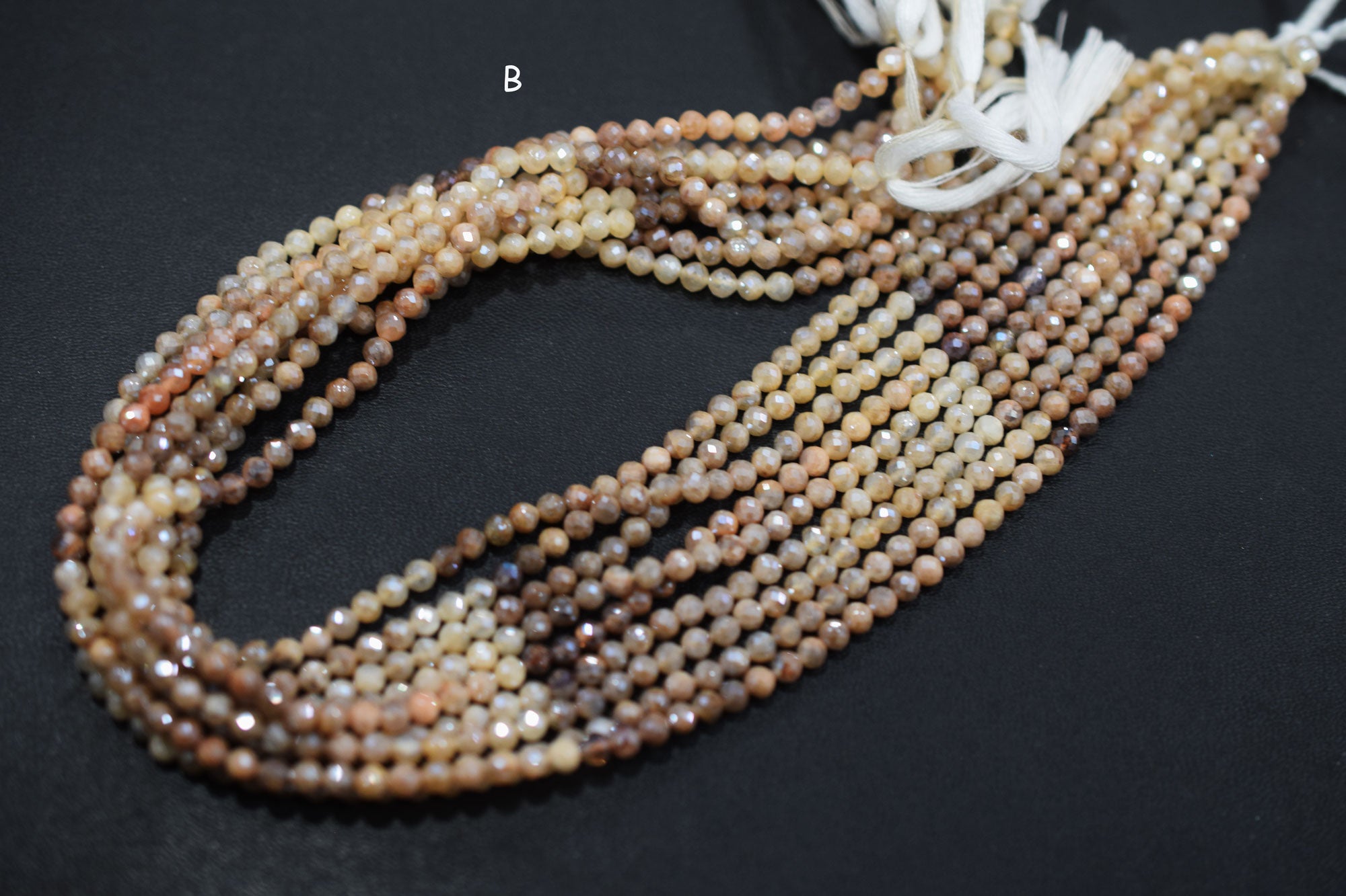 Shaded White and Chocolate Moonstone Rondelle Beads , Sold By Strand ,  2.75 - 3.75 mm , 13" , 19586