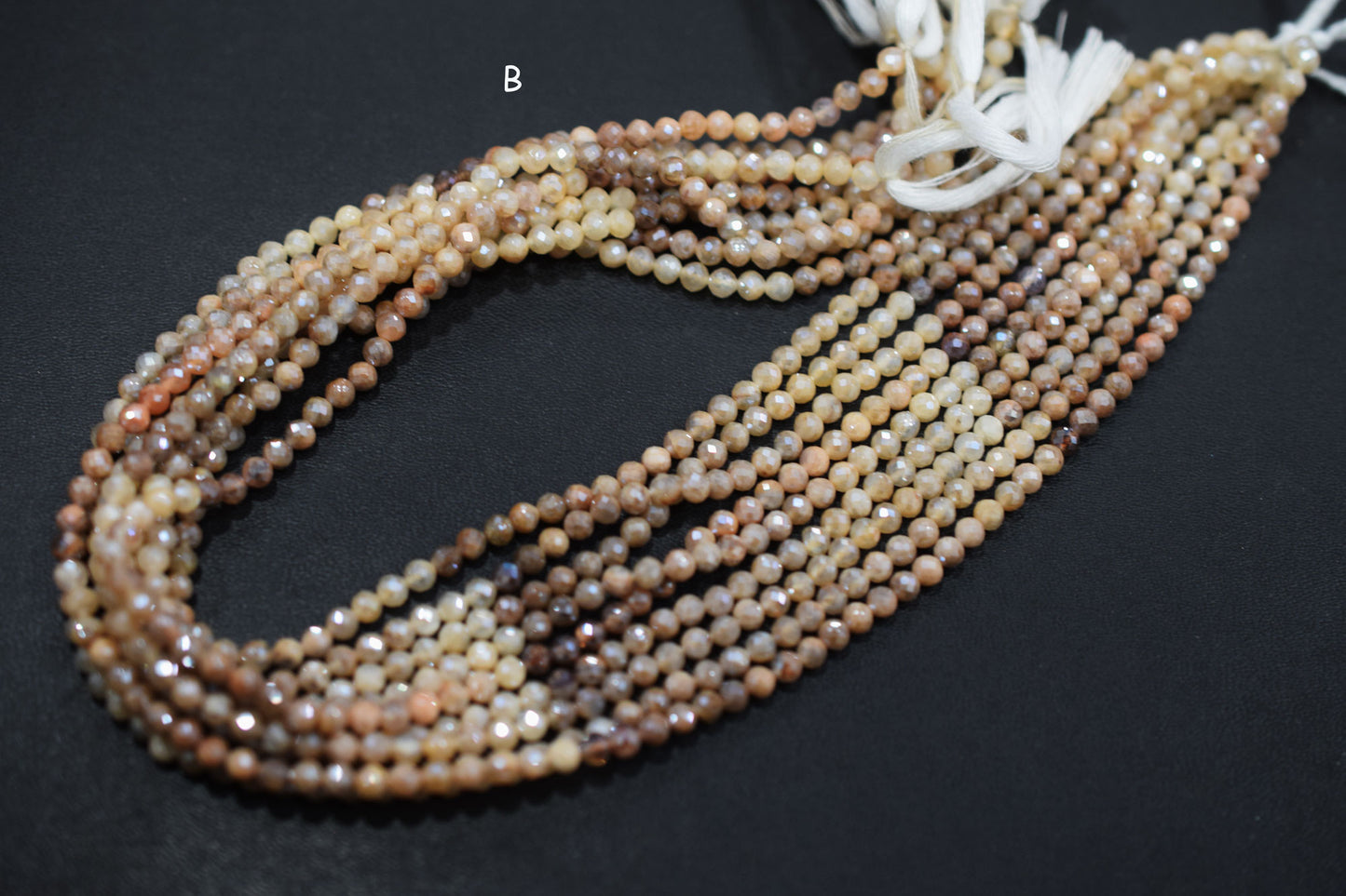 Shaded White and Chocolate Moonstone Rondelle Beads , Sold By Strand ,  2.75 - 3.75 mm , 13" , 19586