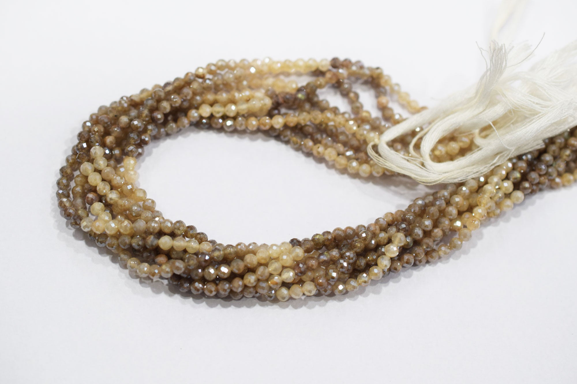 Shaded White and Chocolate Moonstone Rondelle Beads , Sold By Strand ,  3.75 mm , 13" , 19587