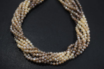 Shaded White and Chocolate Moonstone Rondelle Beads , Sold By Strand ,  3.75 mm , 13" , 19587