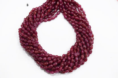 Natural Ruby Smooth Oval Shape Beads ,  Sold By Strand , 16 Inches , 6x6 - 6x9 mm , 19589