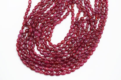 Natural Ruby Smooth Oval Shape Beads , 16 Inches , 5.50x6.50 - 5.50x8 mm , 19590