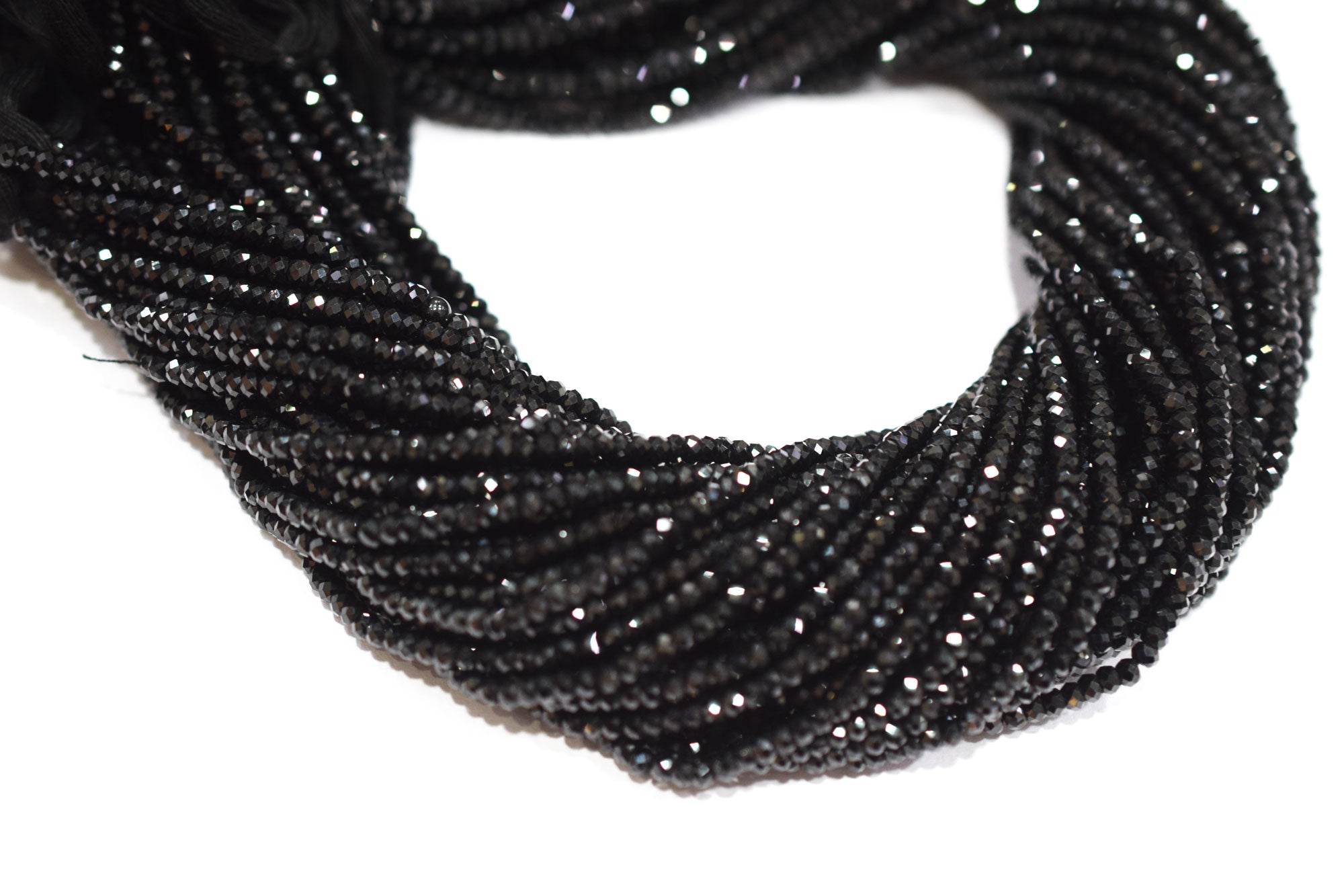 Black Spinel 3.35 Perfect Rondelle Beads , Sold By Strand , 3.5 mm , 13", 19595