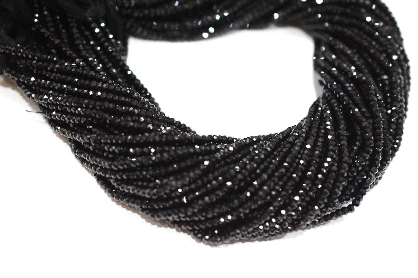 Black Spinel 3.35 Perfect Rondelle Beads , Sold By Strand , 3.5 mm , 13", 19595
