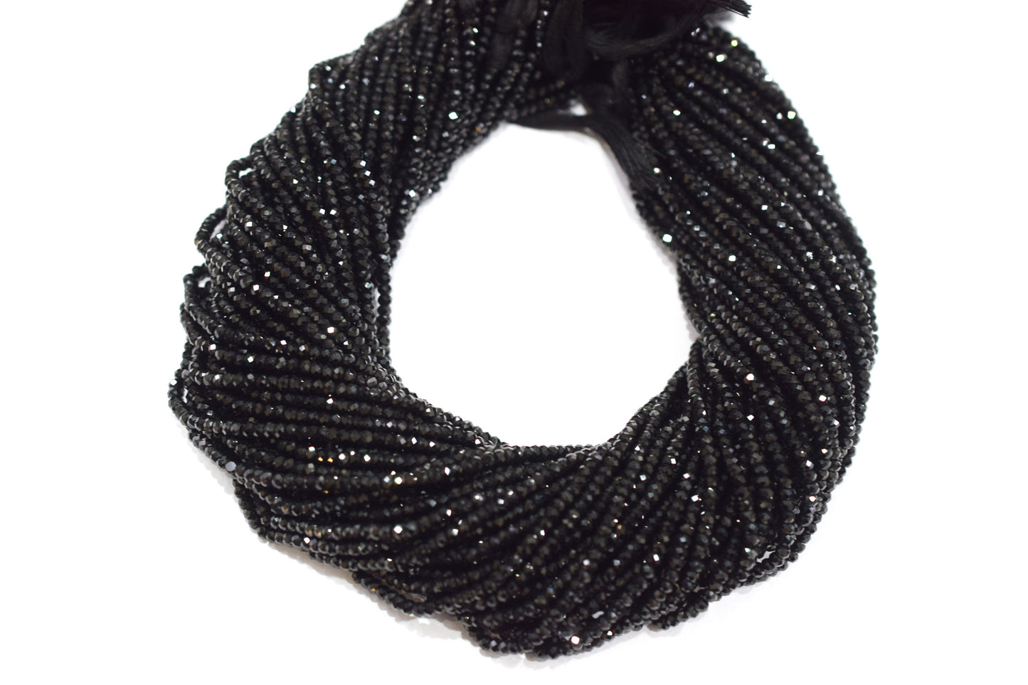 Black Spinel 3.35 Perfect Rondelle Beads , Sold By Strand , 3.5 mm , 13", 19595