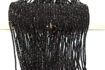 Black Spinel 3.35 Perfect Rondelle Beads , Sold By Strand , 3.5 mm , 13", 19595