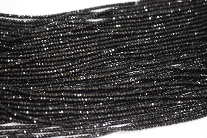 Black Spinel 3.35 Perfect Rondelle Beads , Sold By Strand , 3.5 mm , 13", 19595