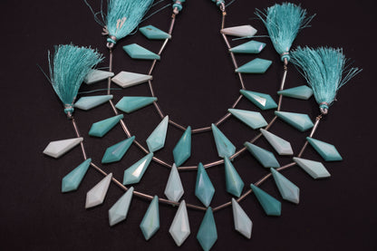 12 Pieces In Strand Peru Chalcedony Pyramid Shape Beads , Sold By Strand , 10x24 - 12x26 mm , 19604