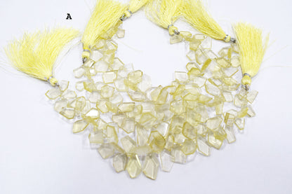 Lemon Quartz Crown Cut Shape Briolettes , Sold By Strand , 7x10 - 12x18 mm , 7", 19608