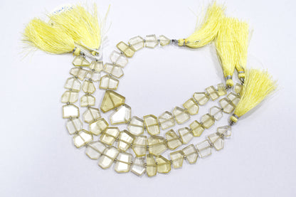 Lemon Quartz Crown Cut Shape Briolettes , Sold By Strand , 7x10 - 12x14 mm , 7", 19609