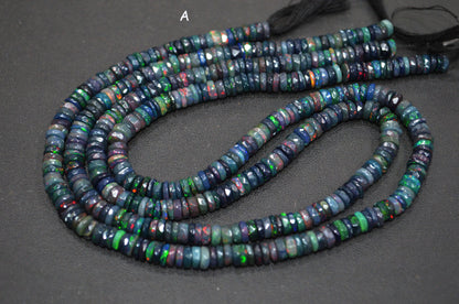 Color Play Black Ethiopian Opal Faceted Tyre Shape Beads , Sold By Strand , 6.50 mm , 16" , 19695