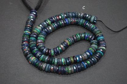 Color Play Black Ethiopian Opal Faceted Tyre Shape Beads , Sold By Strand , 6.50 mm , 16" , 19695
