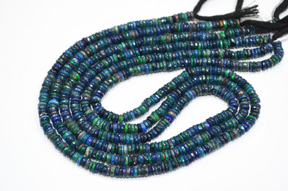 Color Play Black Ethiopian Opal Faceted Tyre Shape Beads , Sold By Strand , 4.50 mm , 16" , 19699