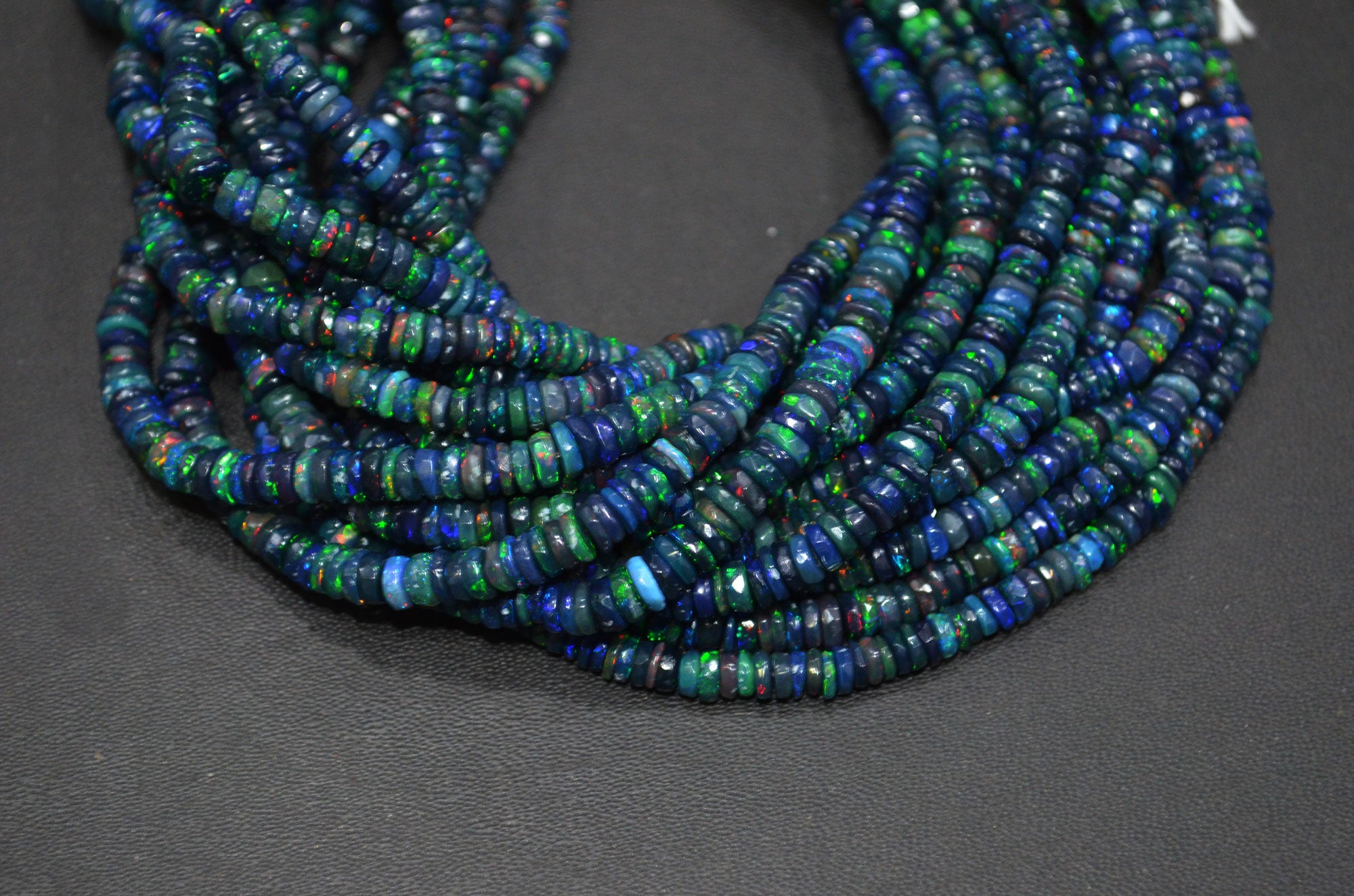 Color Play Black Ethiopian Opal Faceted Beads , Sold By Strand , 4.50 mm , 16" , 19699
