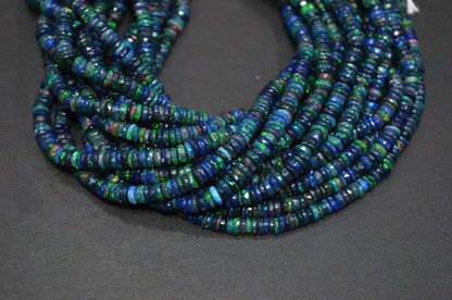 Color Play Black Ethiopian Opal Faceted Tyre Shape Beads , Sold By Strand , 4.50 mm , 16" , 19699