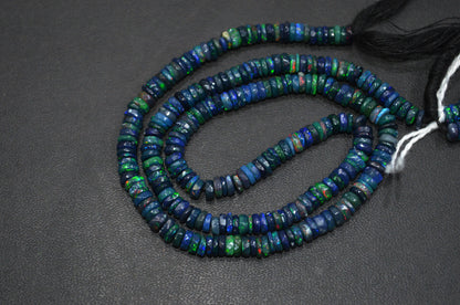 Color Play Black Ethiopian Opal Faceted Tyre Shape Beads , Sold By Strand , 6 - 6.50 mm , 16" , 19700