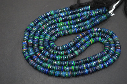 Color Play Black Ethiopian Opal Faceted Tyre Shape Beads , Sold By Strand , 6 - 6.50 mm , 16" , 19700