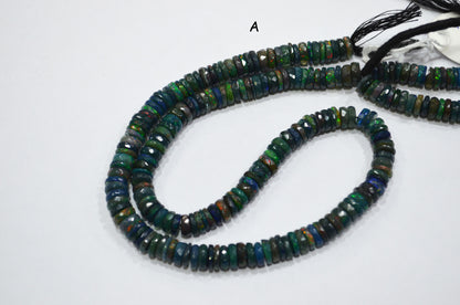 Color Play Black Ethiopian Opal Faceted Tyre Shape Beads , Sold By Strand , 6 - 7 mm , 16" , 19705