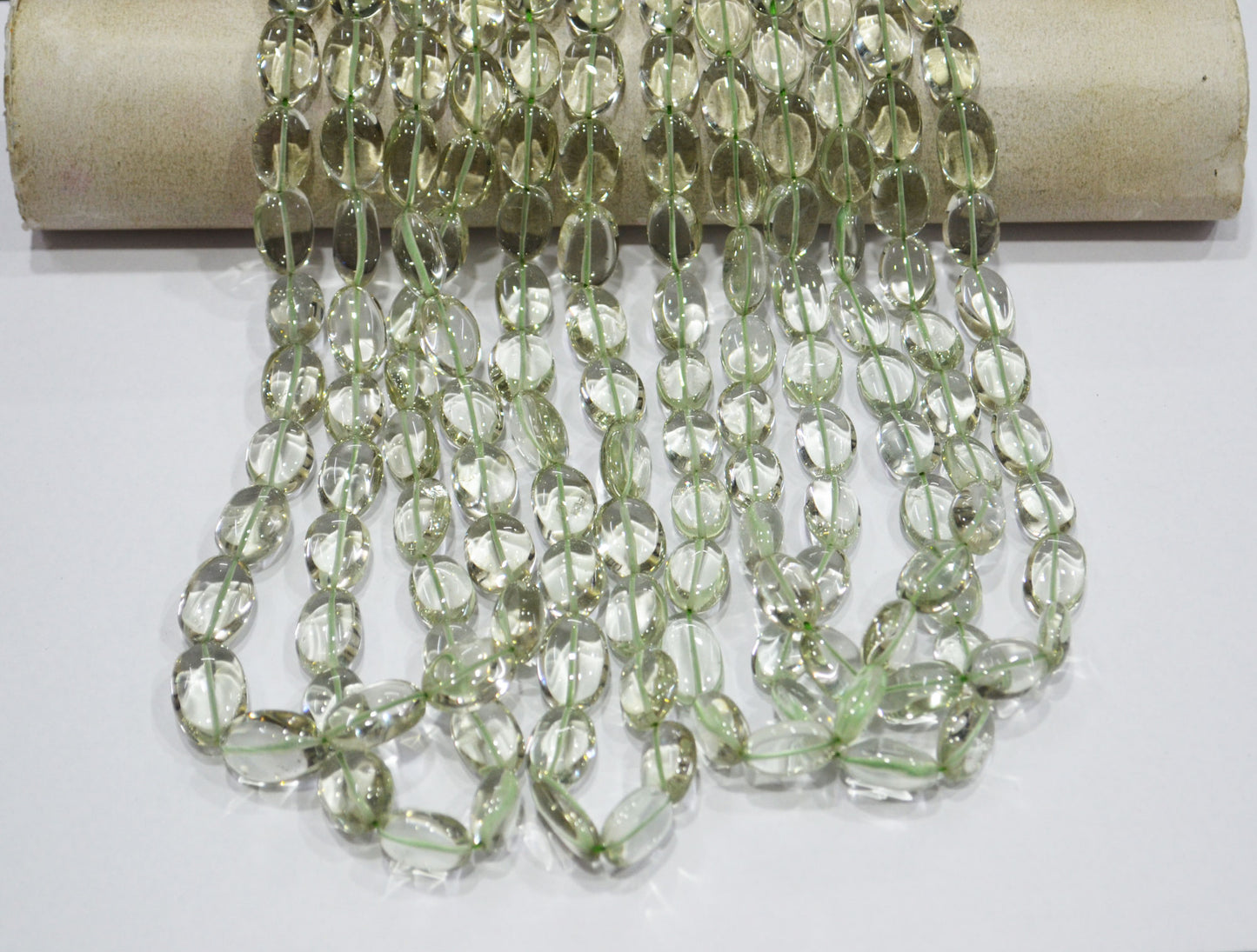 Green Amethyst Smooth Oval Shape Beads ,  Sold By Strand , 10x13-11x16 mm , 16" , 19726