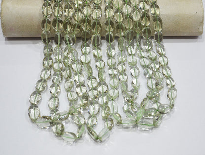 Green Amethyst Smooth Oval Shape Beads ,  Sold By Strand , 10x13-11x16 mm , 16" , 19726