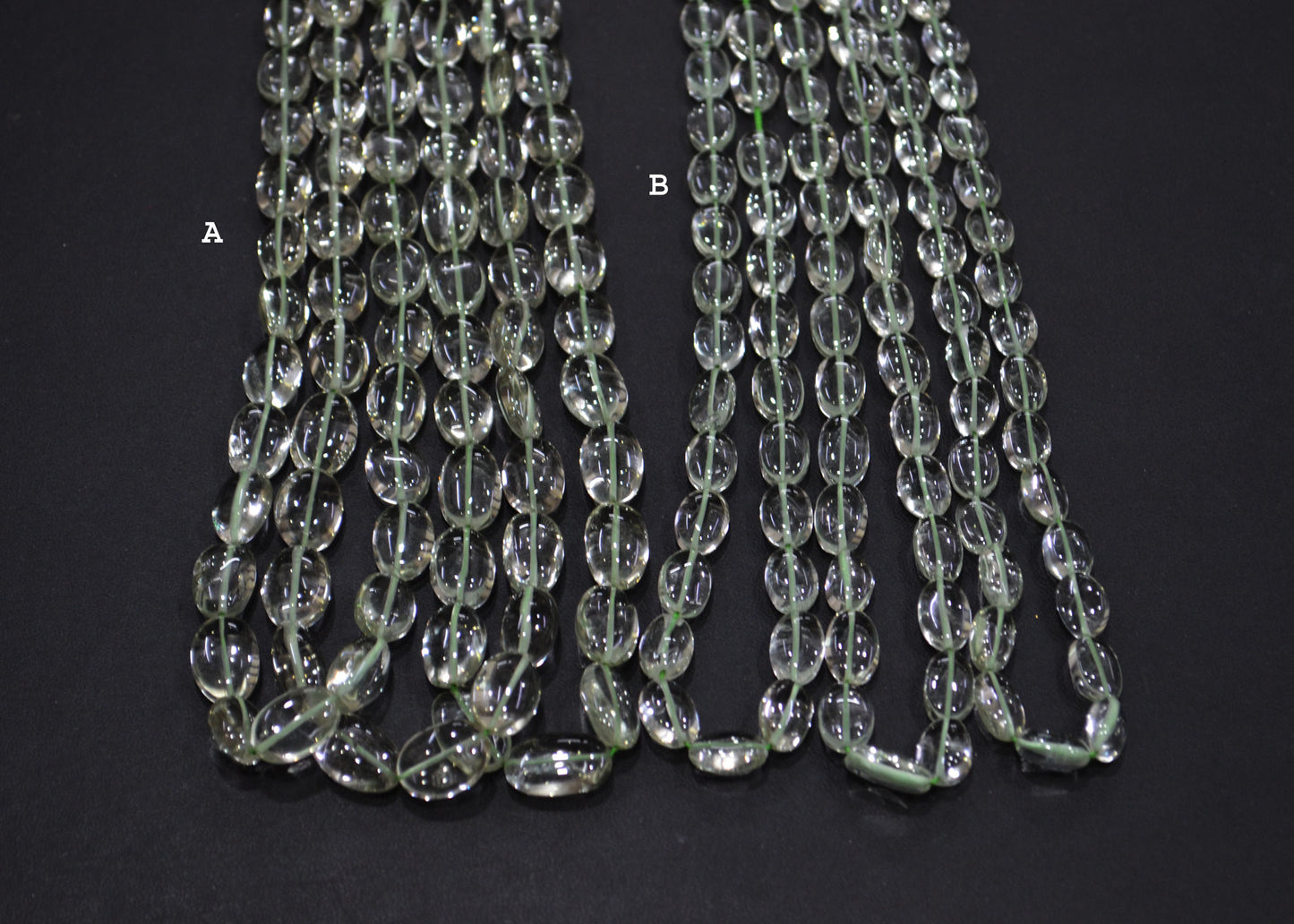 Green Amethyst Smooth Oval Shape Beads ,  Sold By Strand , 8x10-10x15 mm , 16" , 19727