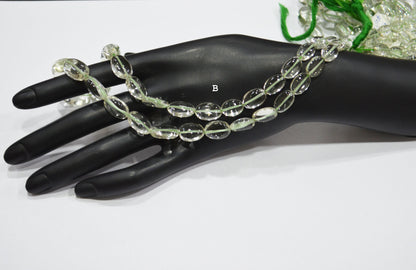 Green Amethyst Smooth Oval Shape Beads ,  Sold By Strand , 7x10-10x15 mm , 16" , 19728