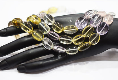 Multi Semi Precious Oval Nuggets Shape Beads , Sold By Strand ,  11x15 - 12x21 mm , 19744