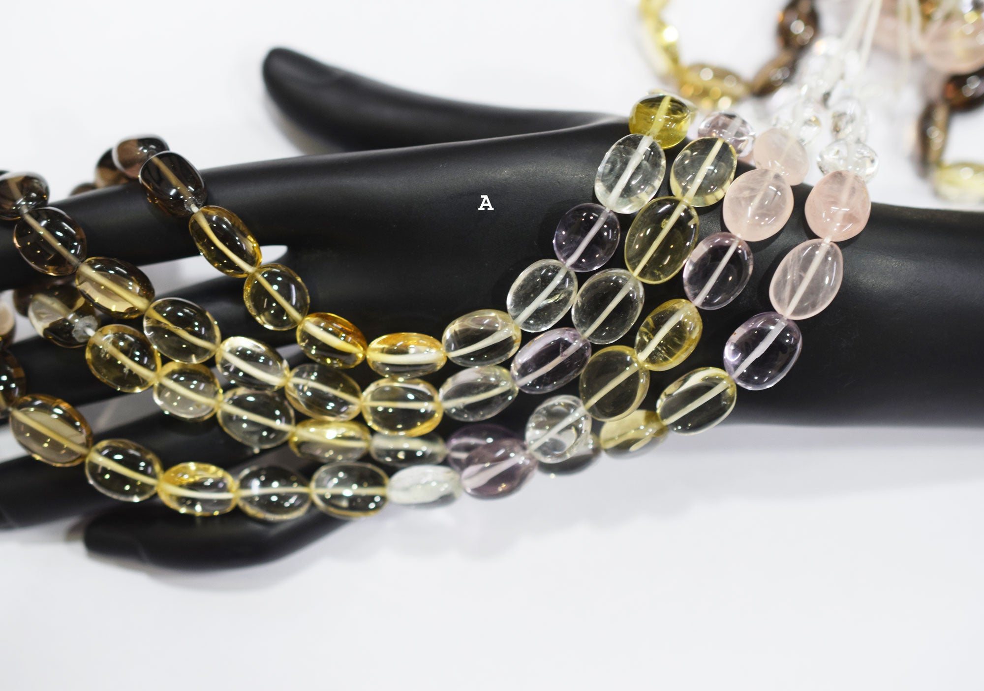 Multi Semi Precious Oval Nuggets Shape Beads , Sold By Strand ,  9x12 - 10x17 mm , 19748
