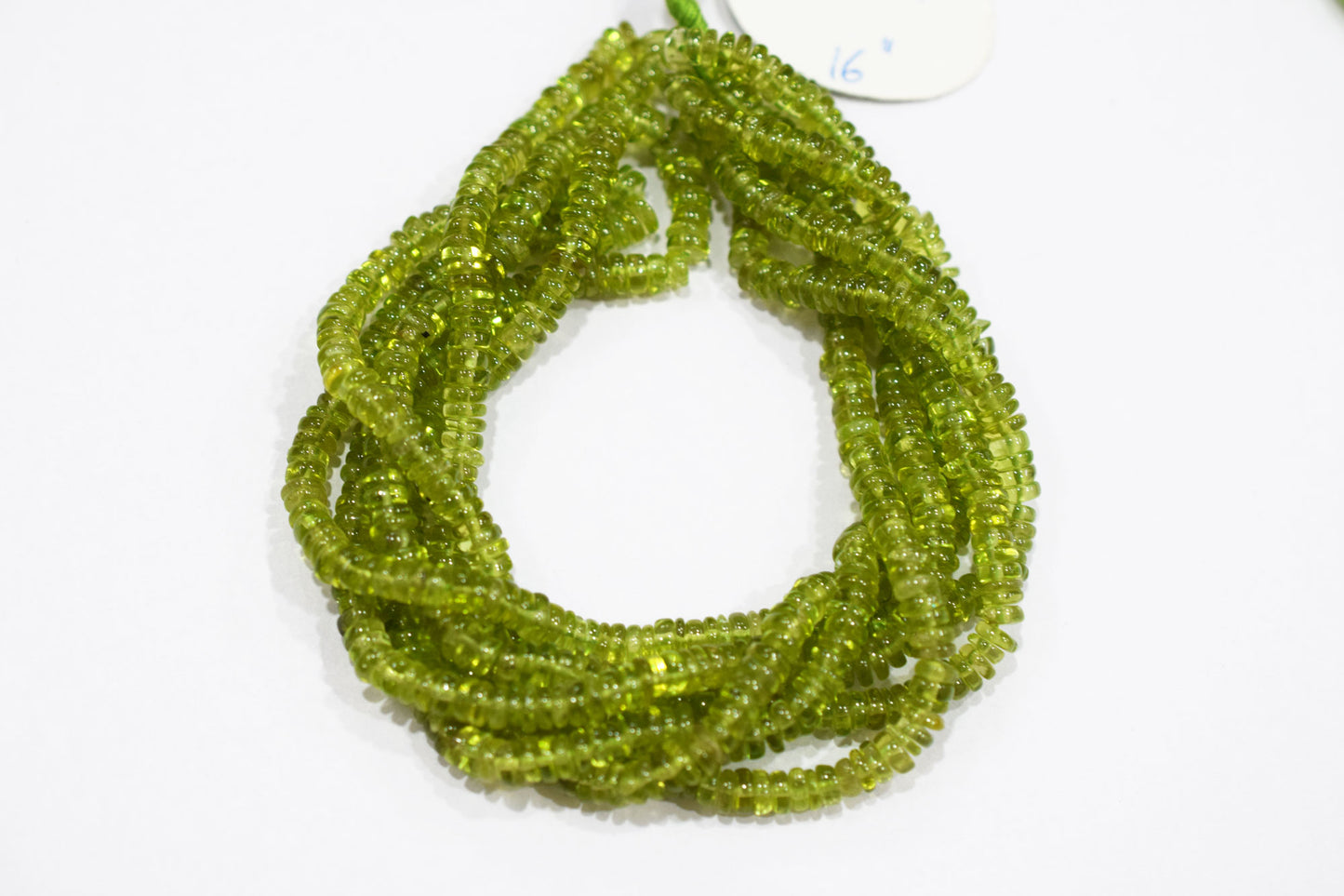 Natural Peridot Tyre Shape Beads , Sold By Strand , 4 - 4.50 mm , 16" , 19758