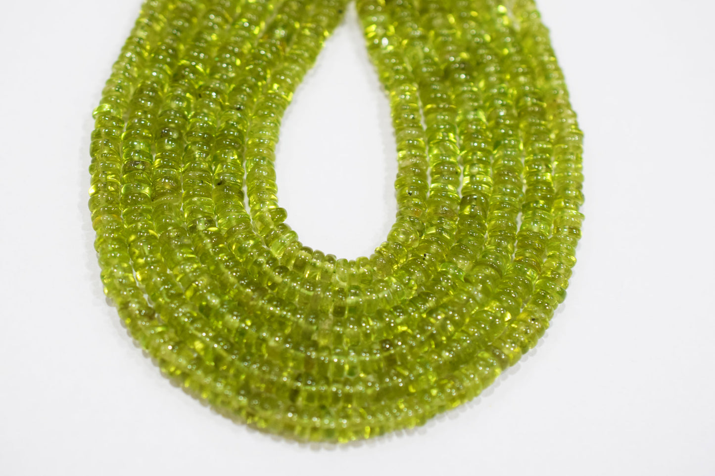 Natural Peridot Tyre Shape Beads , Sold By Strand , 4 - 4.50 mm , 16" , 19758