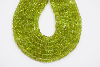 Natural Peridot Tyre Shape Beads , Sold By Strand , 4 - 4.50 mm , 16" , 19758