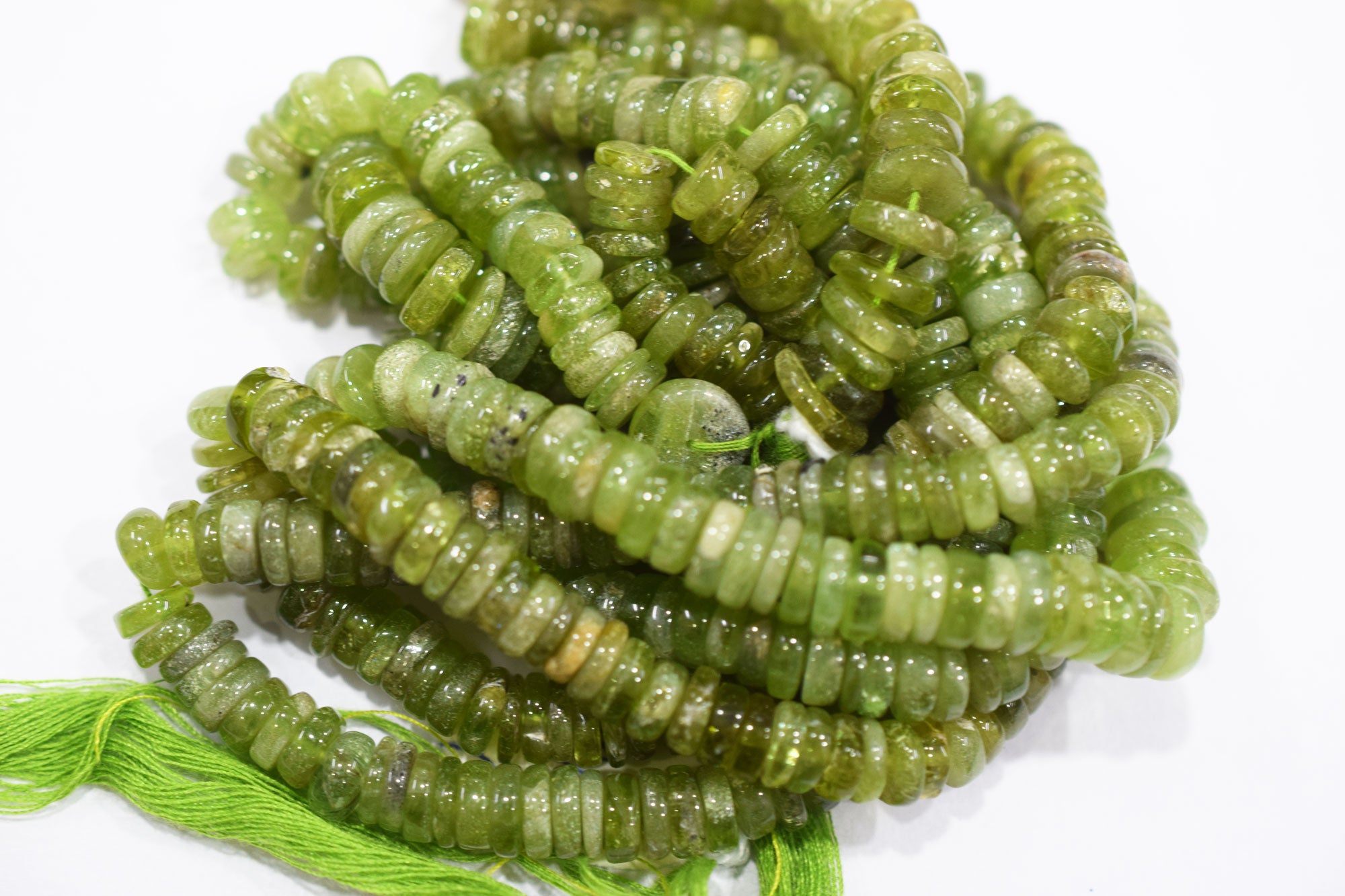 Natural Peridot Tyre Shape Beads , Sold By Strand , 6.50 - 10 mm , 16" , 19770