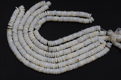 Natural White Opal Tyre Shape Beads , Sold By Strand , 7 - 8 mm , 16" , 19773