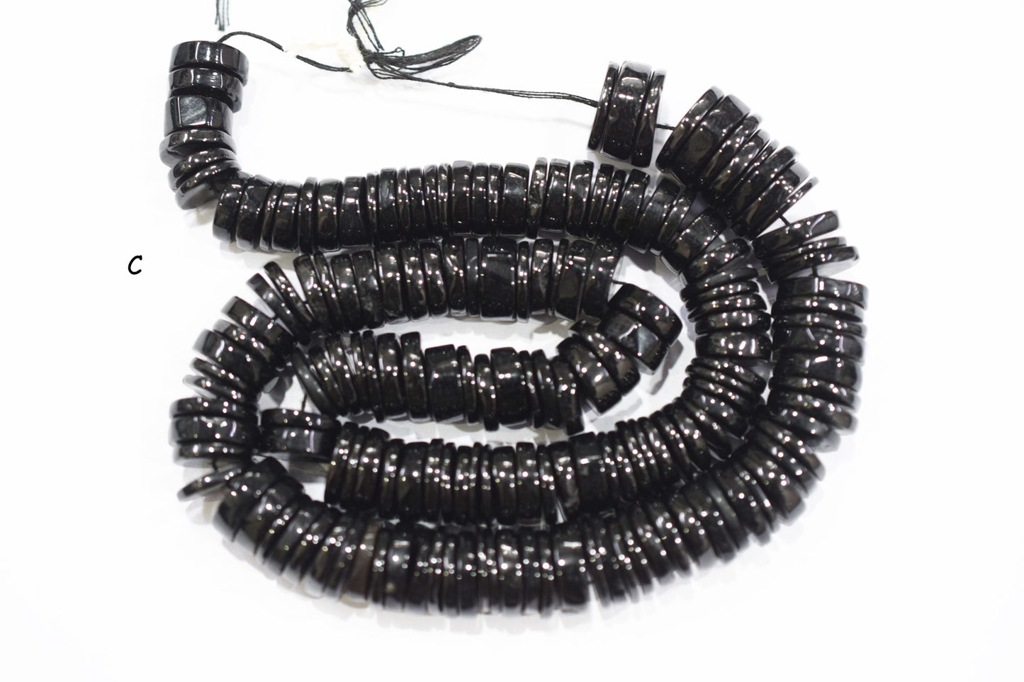 Natural Black Onyx Heishi Tyre Shape Beads , Sold By Strand , 6 - 14 mm , 16" ,  19846