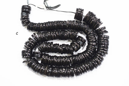 Natural Black Onyx Heishi Tyre Shape Beads , Sold By Strand , 6 - 14 mm , 16" ,  19846