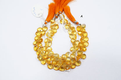 Natural Citrine Faceted Heart Shape Beads , Sold By Strand , 8.50x8.50 - 11x11 mm , 8" ,  19847