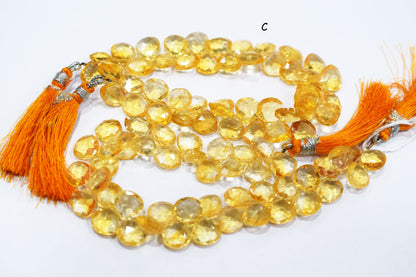 Natural Citrine Faceted Heart Shape Beads , Sold By Strand , 8.50x8.50 - 11x11 mm , 8" ,  19847