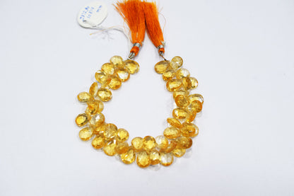 Natural Citrine Faceted Pear Shape Beads , Sold By Strand , 9x12 - 9.50x14 mm , 8" , 19849