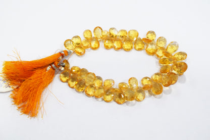 Natural Citrine Faceted Pear Shape Beads , Sold By Strand , 7x11 - 10x14.50 mm , 8" , 19850