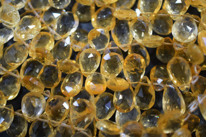 Natural Citrine Faceted Pear Shape Beads , Sold By Strand , 7x11 - 10x14.50 mm , 8" , 19850
