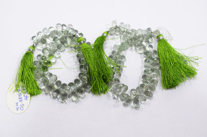 Natural Green Amethyst Tear Drops Shape Beads , Sold By Strand , 5x10 - 6x11 mm , 8" , 19852