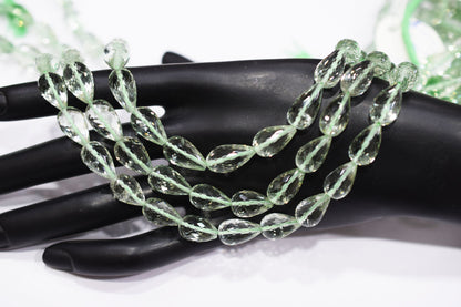Natural Green Amethyst Straight Drill Tear Drops Shape Beads , Sold By Strand , 8x12 - 8.50x14 mm ,15" , 19853