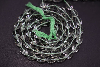 Natural Green Amethyst Straight Drill Tear Drops Shape Beads , Sold By Strand , 8x12 - 8.50x14 mm ,15" , 19853