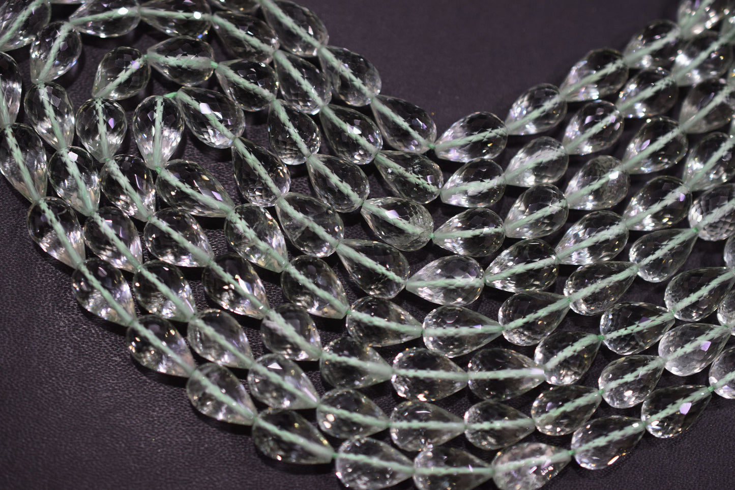 Natural Green Amethyst Straight Drill Tear Drops Shape Beads , Sold By Strand , 8x12 - 8.50x14 mm ,15" , 19853